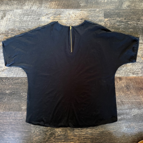 J.Crew | Women's Black Gold Blouse | Silky Front | Tshirt Back w Zipper - Picture 3 of 8